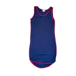 FANTASTIC FAWN boutique navy blue red trim dress women’s size medium